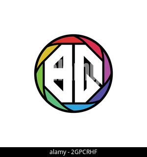 BQ Monogram Logo Letter Geometric Polygonal lens rainbow, geometric circle rounded shape style Stock Vector