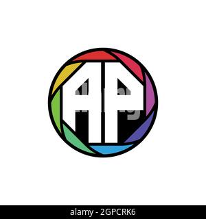 AP Monogram Logo Letter Geometric Polygonal lens rainbow, geometric circle rounded shape style Stock Vector