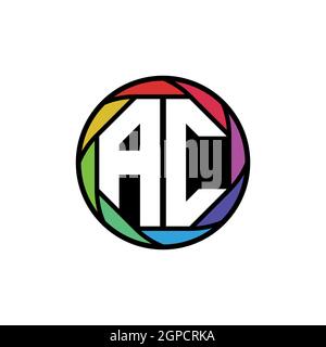 AC Monogram Logo Letter Geometric Polygonal lens rainbow, geometric circle rounded shape style Stock Vector