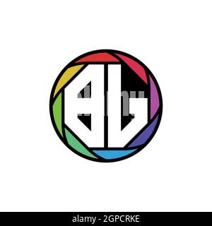 BJ Monogram Logo Letter Geometric Polygonal lens rainbow, geometric circle rounded shape style Stock Vector
