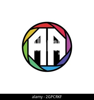 AA Monogram Logo Letter Geometric Polygonal lens rainbow, geometric circle rounded shape style Stock Vector