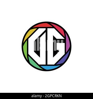 DG Monogram Logo Letter Geometric Polygonal lens rainbow, geometric circle rounded shape style Stock Vector
