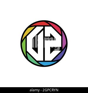 DZ Monogram Logo Letter Geometric Polygonal lens rainbow, geometric circle rounded shape style Stock Vector