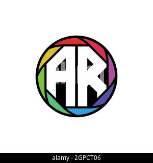 AR Monogram Logo Letter Geometric Polygonal lens rainbow, geometric circle rounded shape style Stock Vector