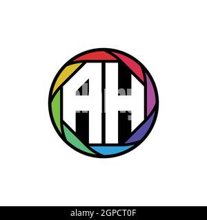 AH Monogram Logo Letter Geometric Polygonal lens rainbow, geometric circle rounded shape style Stock Vector