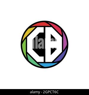 CB Monogram Logo Letter Geometric Polygonal lens rainbow, geometric circle rounded shape style Stock Vector