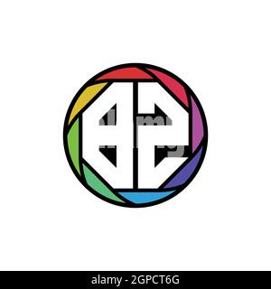BZ Monogram Logo Letter Geometric Polygonal lens rainbow, geometric circle rounded shape style Stock Vector