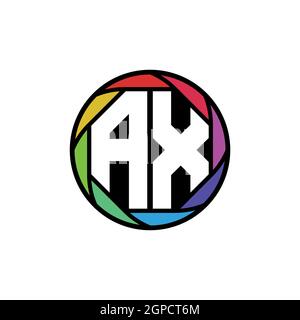 AX Monogram Logo Letter Geometric Polygonal lens rainbow, geometric circle rounded shape style Stock Vector