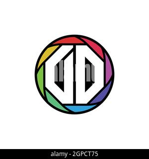 DO Monogram Logo Letter Geometric Polygonal lens rainbow, geometric circle rounded shape style Stock Vector