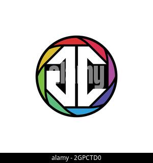 GC Monogram Logo Letter Geometric Polygonal lens rainbow, geometric circle rounded shape style Stock Vector