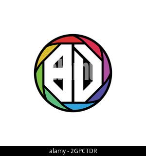 BD Monogram Logo Letter Geometric Polygonal lens rainbow, geometric circle rounded shape style Stock Vector