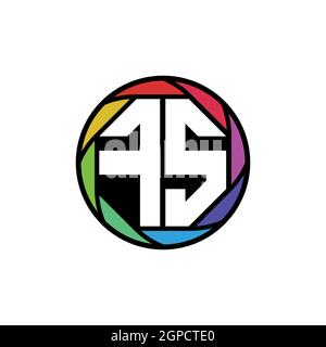 FS Monogram Logo Letter Geometric Polygonal lens rainbow, geometric circle rounded shape style Stock Vector