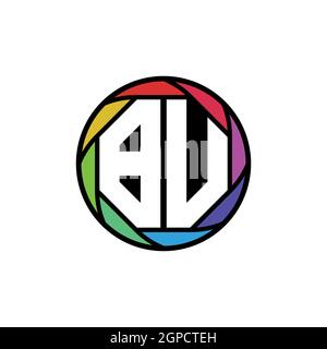 BU Monogram Logo Letter Geometric Polygonal lens rainbow, geometric circle rounded shape style Stock Vector