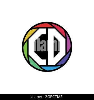 CO Monogram Logo Letter Geometric Polygonal lens rainbow, geometric circle rounded shape style Stock Vector