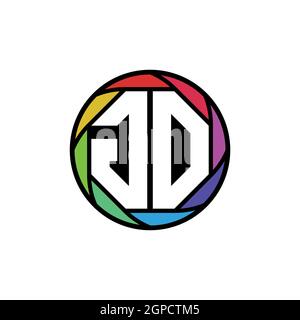 GO Monogram Logo Letter Geometric Polygonal lens rainbow, geometric circle rounded shape style Stock Vector