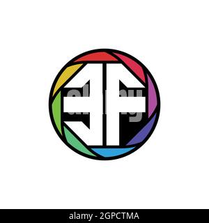 EF Monogram Logo Letter Geometric Polygonal lens rainbow, geometric circle rounded shape style Stock Vector