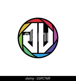 GU Monogram Logo Letter Geometric Polygonal lens rainbow, geometric circle rounded shape style Stock Vector