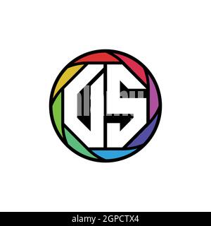 DS Monogram Logo Letter Geometric Polygonal lens rainbow, geometric circle rounded shape style Stock Vector