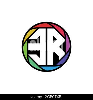 ER Monogram Logo Letter Geometric Polygonal lens rainbow, geometric circle rounded shape style Stock Vector