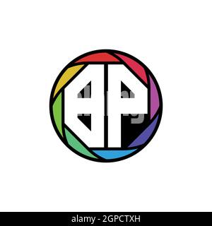 BP Monogram Logo Letter Geometric Polygonal lens rainbow, geometric circle rounded shape style Stock Vector