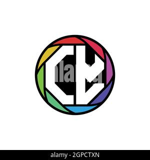 CY Monogram Logo Letter Geometric Polygonal lens rainbow, geometric circle rounded shape style Stock Vector
