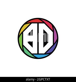 BO Monogram Logo Letter Geometric Polygonal lens rainbow, geometric circle rounded shape style Stock Vector