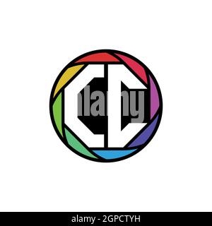CC Monogram Logo Letter Geometric Polygonal lens rainbow, geometric circle rounded shape style Stock Vector