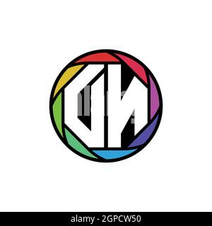 DN Monogram Logo Letter Geometric Polygonal lens rainbow, geometric circle rounded shape style Stock Vector