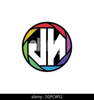 JN Monogram Logo Letter Geometric Polygonal lens rainbow, geometric circle rounded shape style Stock Vector