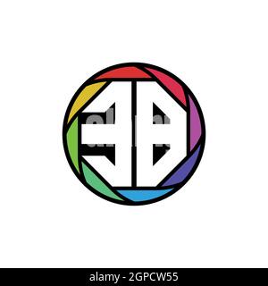 EB Monogram Logo Letter Geometric Polygonal lens rainbow, geometric circle rounded shape style Stock Vector