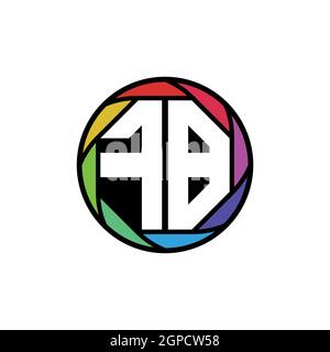 FB Monogram Logo Letter Geometric Polygonal lens rainbow, geometric circle rounded shape style Stock Vector