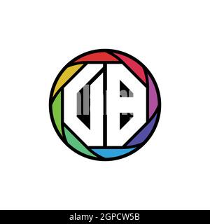 DB Monogram Logo Letter Geometric Polygonal lens rainbow, geometric circle rounded shape style Stock Vector