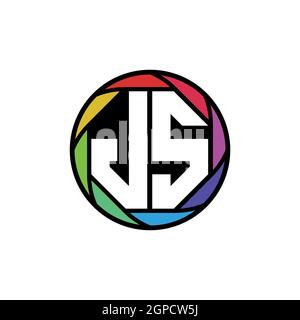 JS Monogram Logo Letter Geometric Polygonal lens rainbow, geometric circle rounded shape style Stock Vector