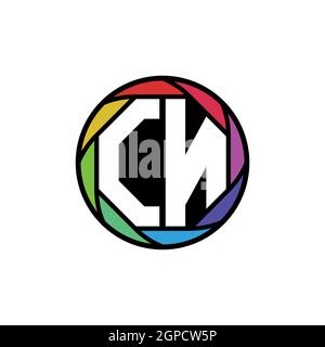 CN Monogram Logo Letter Geometric Polygonal lens rainbow, geometric circle rounded shape style Stock Vector