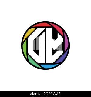 DY Monogram Logo Letter Geometric Polygonal lens rainbow, geometric circle rounded shape style Stock Vector