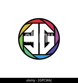 EG Monogram Logo Letter Geometric Polygonal lens rainbow, geometric circle rounded shape style Stock Vector