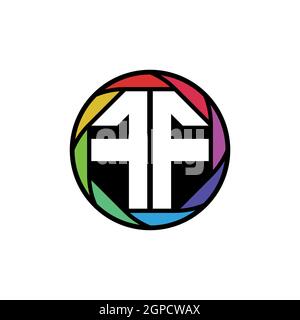 FF Monogram Logo Letter Geometric Polygonal lens rainbow, geometric circle rounded shape style Stock Vector
