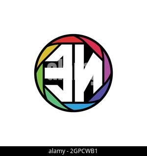EN Monogram Logo Letter Geometric Polygonal lens rainbow, geometric circle rounded shape style Stock Vector