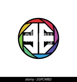 EE Monogram Logo Letter Geometric Polygonal lens rainbow, geometric circle rounded shape style Stock Vector