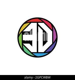 ED Monogram Logo Letter Geometric Polygonal lens rainbow, geometric circle rounded shape style Stock Vector