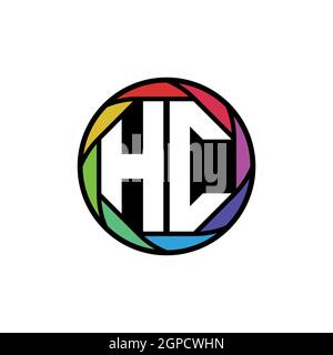 HC Monogram Logo Letter Geometric Polygonal lens rainbow, geometric circle rounded shape style Stock Vector