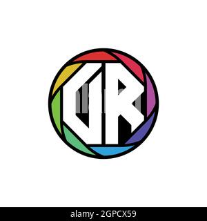 DR Monogram Logo Letter Geometric Polygonal lens rainbow, geometric circle rounded shape style Stock Vector