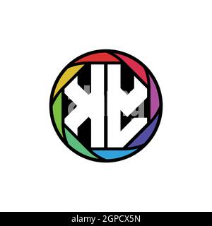 KY Monogram Logo Letter Geometric Polygonal lens rainbow, geometric circle rounded shape style Stock Vector