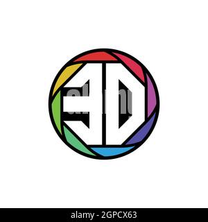 EO Monogram Logo Letter Geometric Polygonal lens rainbow, geometric circle rounded shape style Stock Vector