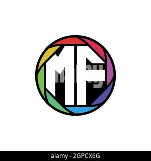 MF Monogram Logo Letter Geometric Polygonal lens rainbow, geometric circle rounded shape style Stock Vector