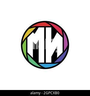 MN Monogram Logo Letter Geometric Polygonal lens rainbow, geometric circle rounded shape style Stock Vector