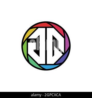 GQ Monogram Logo Letter Geometric Polygonal lens rainbow, geometric circle rounded shape style Stock Vector