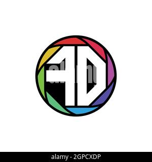 FO Monogram Logo Letter Geometric Polygonal lens rainbow, geometric circle rounded shape style Stock Vector