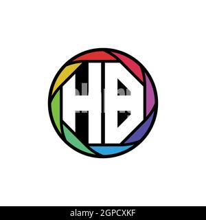 HB Monogram Logo Letter Geometric Polygonal lens rainbow, geometric circle rounded shape style Stock Vector
