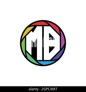 MB Monogram Logo Letter Geometric Polygonal lens rainbow, geometric circle rounded shape style Stock Vector
